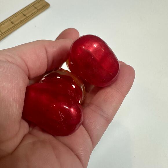 Blown Glass Christmas Ornaments Pair 2 of Stockings Red Christmas Tree Holiday - Picture 6 of 9